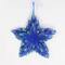 Plush Glittery Peacock Feather Star Shaped Christmas Ornament - 9" - Blue